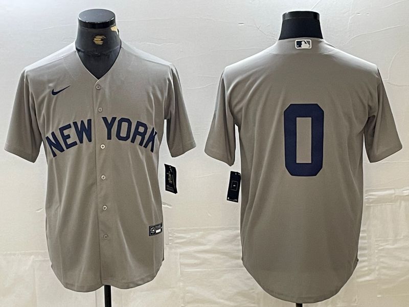 Men New York Yankees #0 No name Grey Nike Game 2024 MLB Jersey style 1